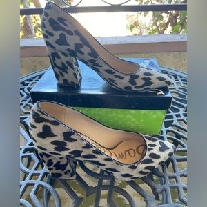 Sam Edelman heels. Gray leopard. Size 8.